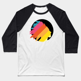 Colorful North American Native silhouette with feather headdress Baseball T-Shirt